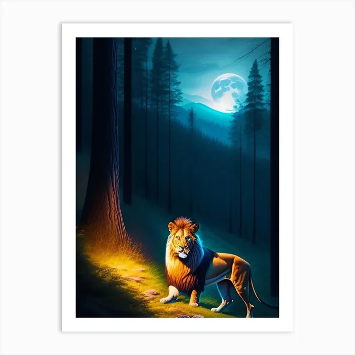 Lion In The Forest Art Print by Muhammad Ali