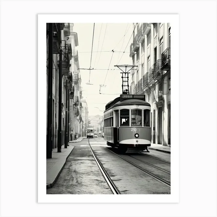 Lisbon, Portugal, Black And White Photography 1 Art Print by Monochrome Vistas