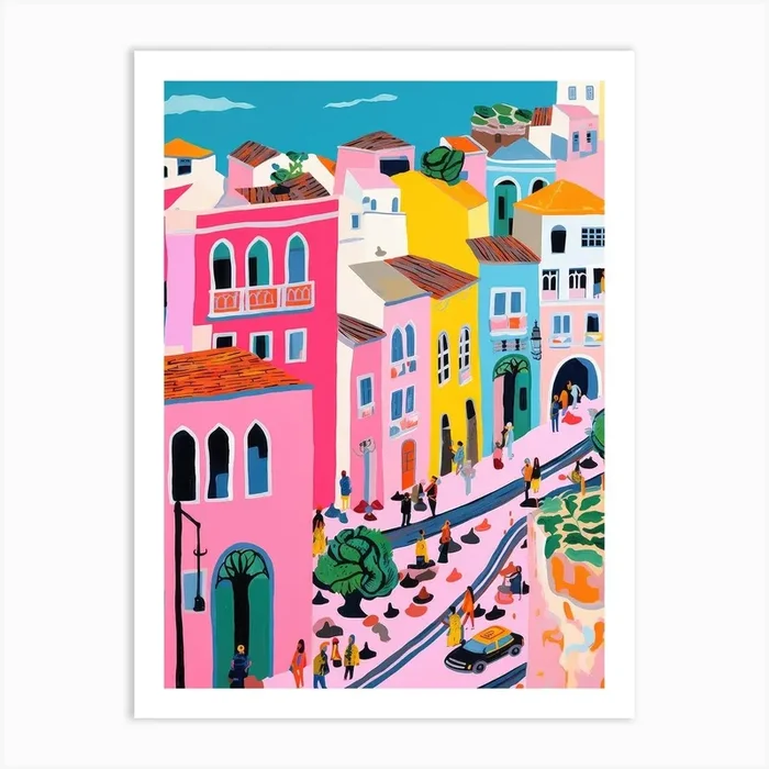Lisbon, Portugal Colourful View 6 Art Print by Urban Vivid