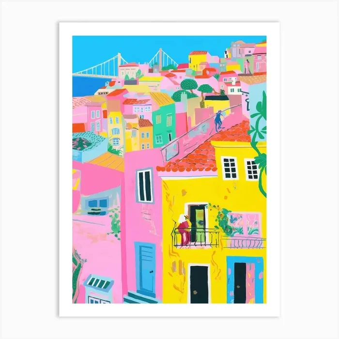 Lisbon, Portugal Colourful View 8 Art Print by Urban Vivid