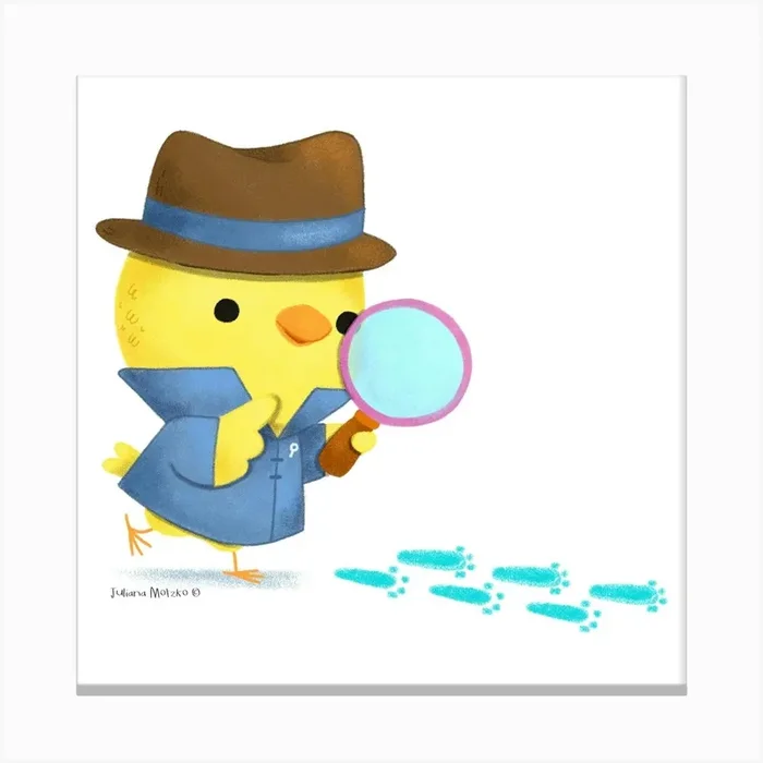 Little Chick Detective Investigator Canvas Print by Juliana Motzko