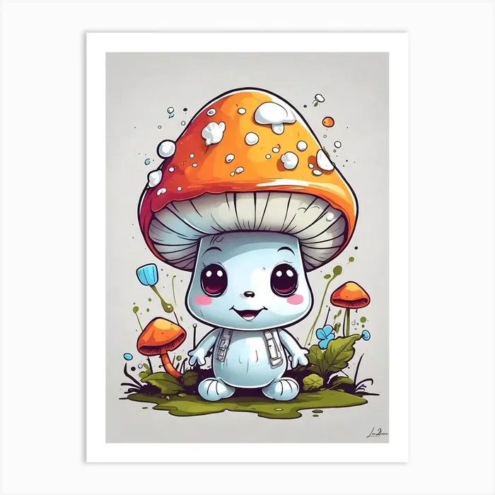 Little Mushroom kawaï cute Art Print by LM2Kone