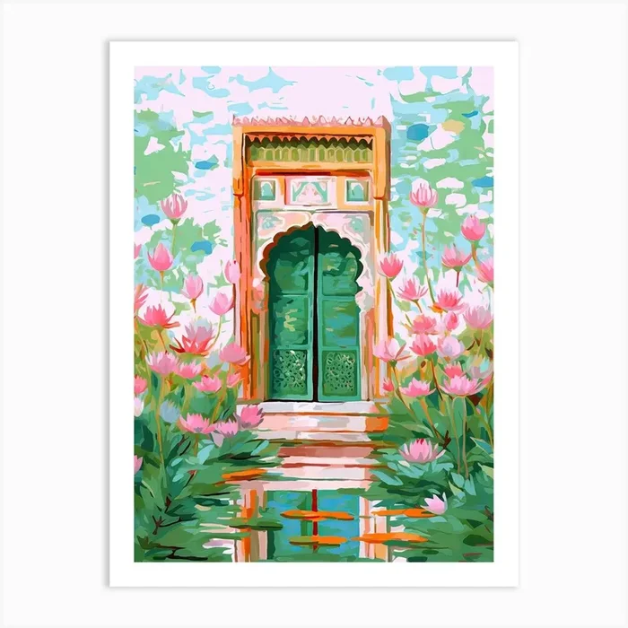 Lotus Gate Jaipur India Travel Housewarming Painting Art Print by Mambo