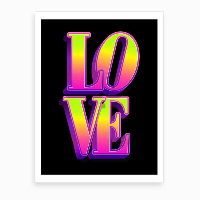 Love Neon Black Art Print by Mambo