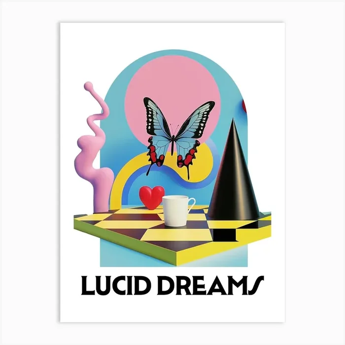 Lucid Dreams Graphic Wall Art 3d Vintage Unique Eclectic Art Print by Mambo