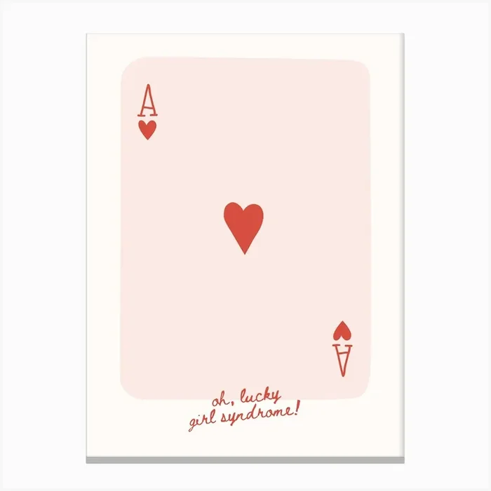 Lucky Girl Syndrome Poster – Minimal Ace of Hearts Wall Art for Bedroom and Girly Decor Canvas Print by marybazar
