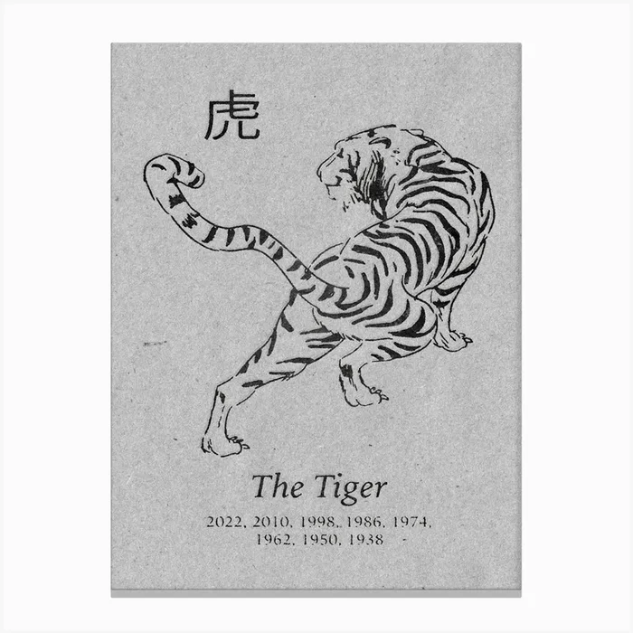 Lunar Year Of The Tiger Paper Canvas Print by Mambo