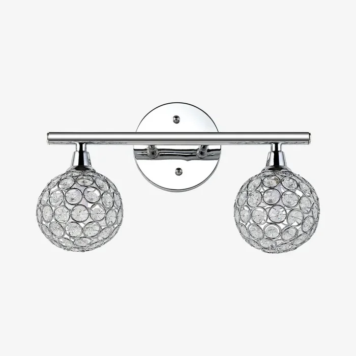 Maeve 2-Light Contemporary Glam LED Vanity Light – Chrome – Iron / Glass by JONATHAN Y