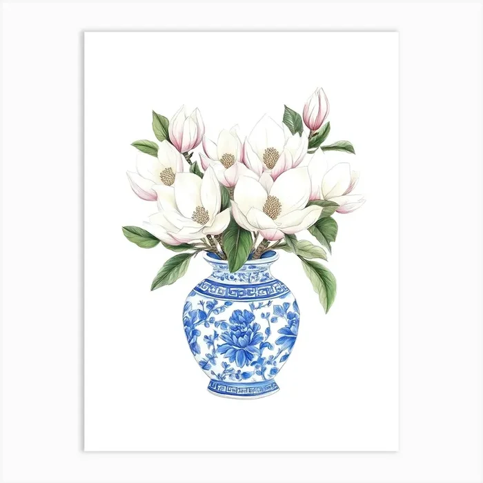 Magnolia Flowers Art Print by Modus Art Studio