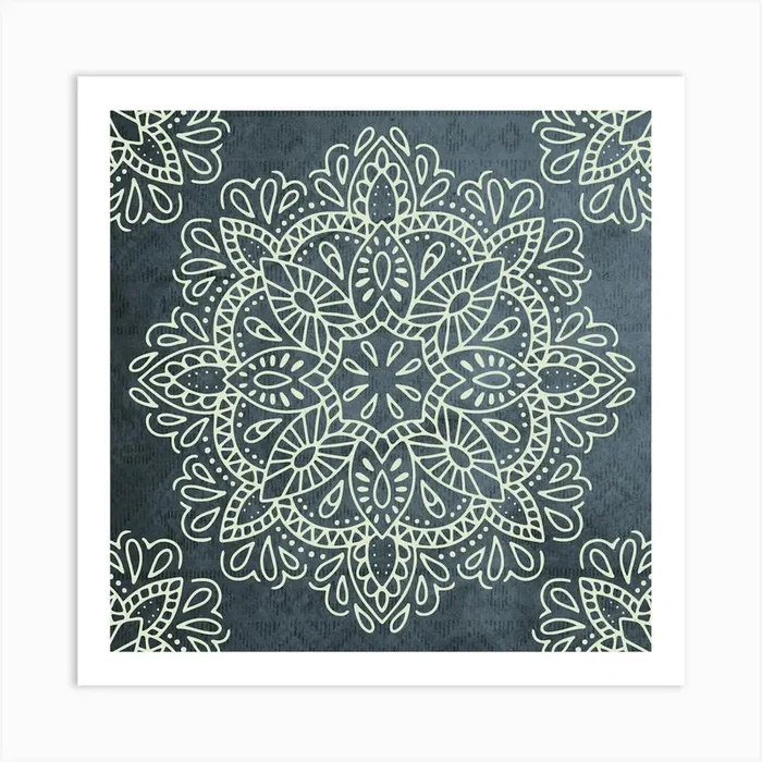 Mandala Navy Boho Lace Art PrintN by NatureMagick