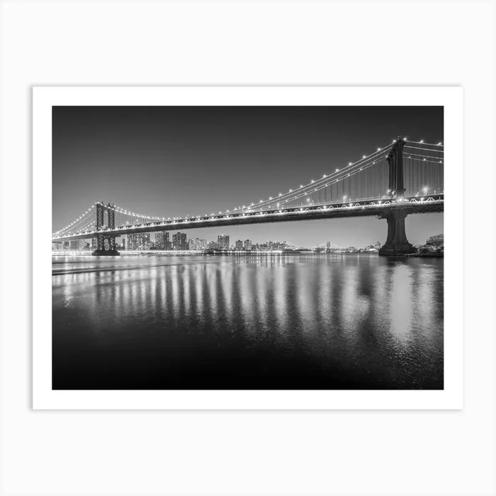 Manhattan Bridge 2 B&W Art Print by Jon Bilous