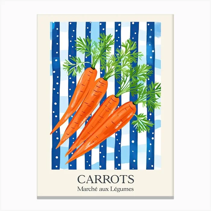 Marche Aux Legumes Carrots Summer Illustration 1 Canvas Print by Dreamy Seasons Art