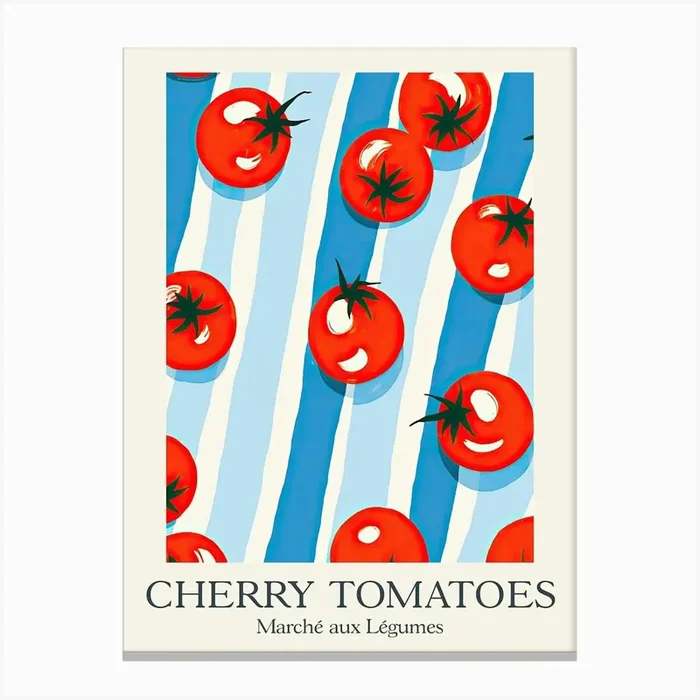 Marche Aux Legumes Cherry Tomatoes Summer Illustration 7 Canvas Print by Dreamy Seasons Art