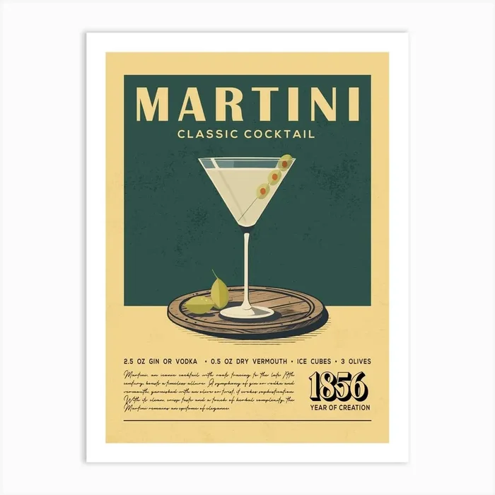 Martini Classic Cocktail Art Print by Vintaprints