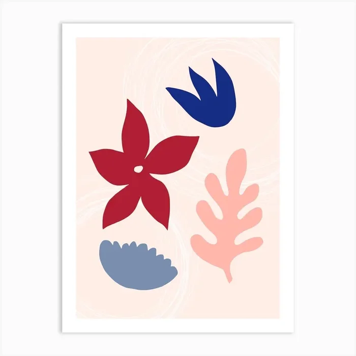 Matisse Floral Shapes Cutout Art Print by Kim Hubball Studio