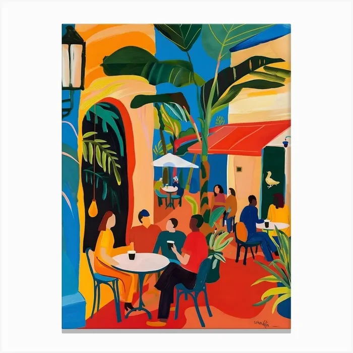 Matisse Inspired, Cafe At The Plaza, Fauvism Style Canvas Print by Moisky