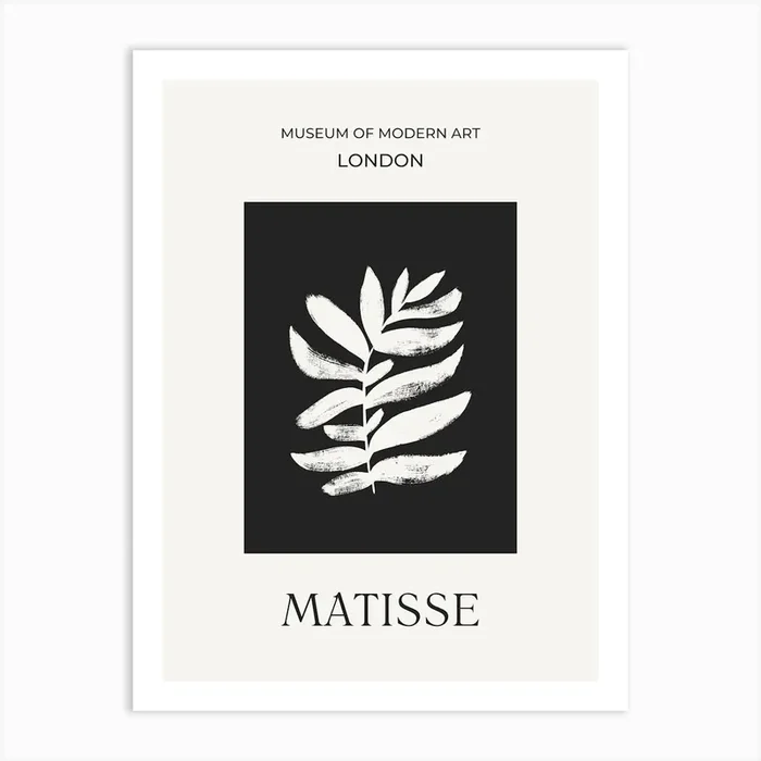 Matisse on Black Art Print by Lewska Design