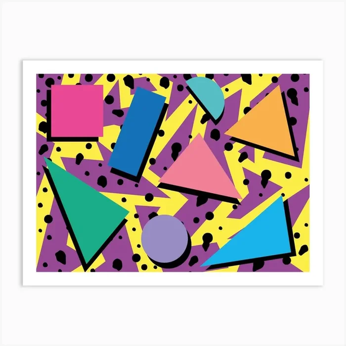 Memphis Pattern Retro Synthwave 80s Dinner Nostalgia Artwork Art Print by Studio Memphis Waves