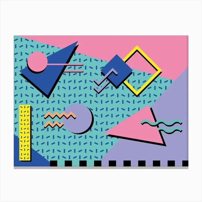 Memphis Pattern Retro Vaporwave 80s Nostalgia 90s Dreamwave Artwork Canvas Print by Studio Memphis Waves