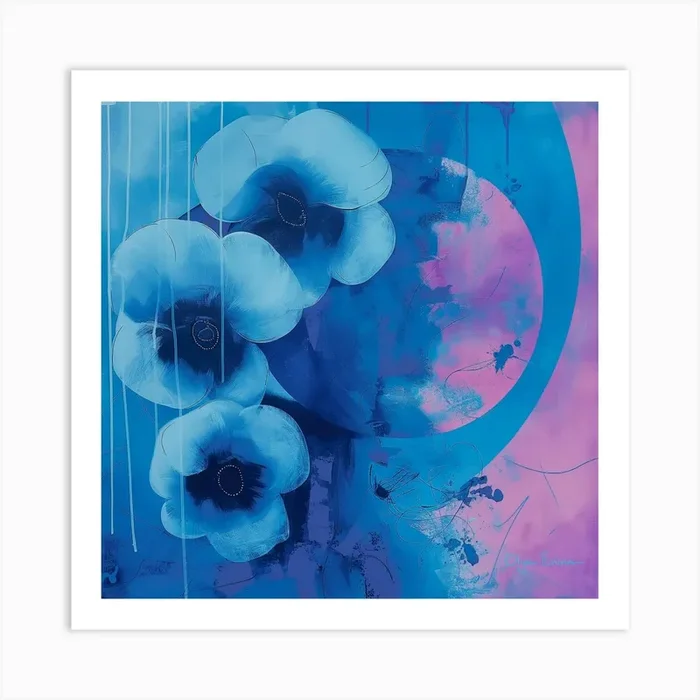 Midnight flowers Art Print by Olya Enina