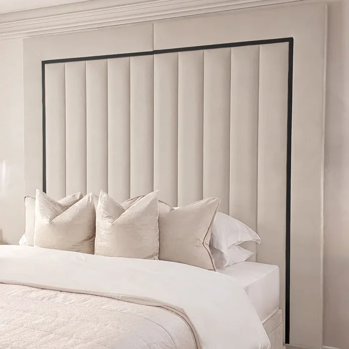 Milan Cream & Black Channelled Luxury Headboard
