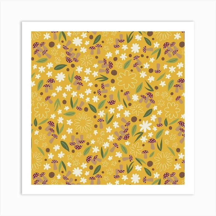 Mindfulnice flowers & mushrooms Art PrintM by Mindfulnice