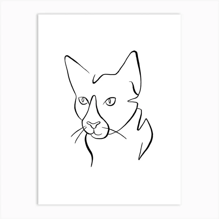 Minimal Striped Cat Art Print by Nicole Hammonds
