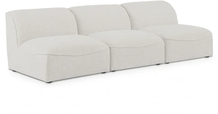 Miramar 99 ” Linen Textured Fabric Upholstered 3pc. Armless Modular Sofa