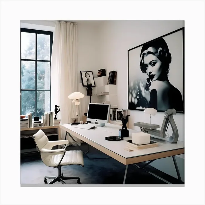 Modern home office by stylist Canvas PrintK by Komalytics
