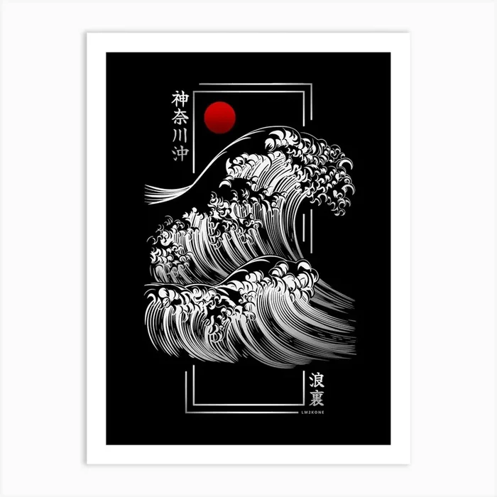 Modern Kanagawa’s Wave – Silver Art Print by LM2Kone