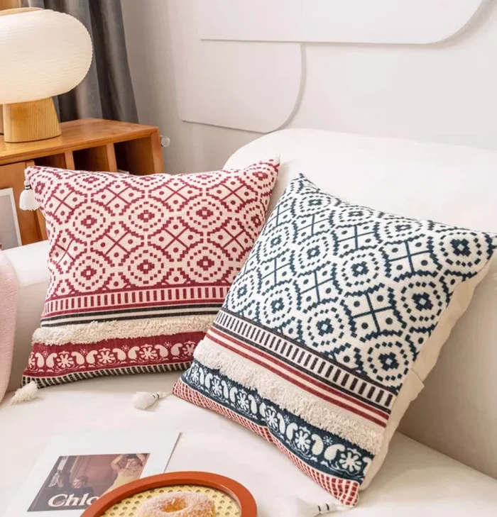 Modern Square Pillows for Couch, Contemporary Pillow Covers, Oriental Decorative Throw Pillows for Bedroom, Bohemian Decorative Sofa Pillows