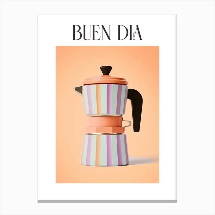Moka Espresso Italian Coffee Maker Buen Dia 6 Canvas Print by Mambo