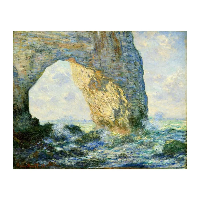 Monet Reproduction Étretat Cliff Arch – Hand-Painted Coastal Impressionist Seascape