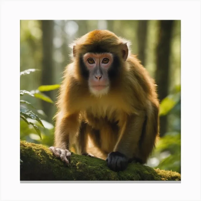 Monkey In The Forest Canvas PrintMG by Maan G