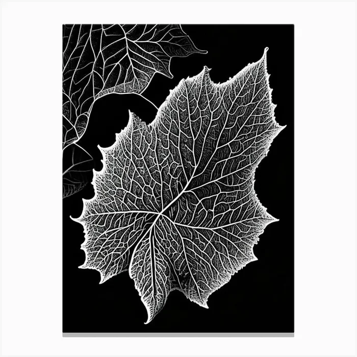 Mulberry Leaf Linocut 3 Canvas PrintL& by Leaf & Stem Studio