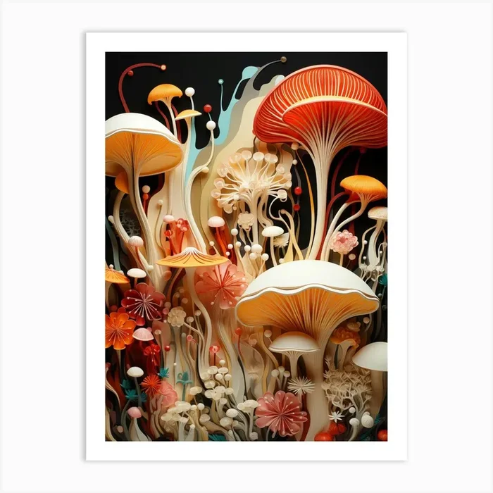 Mushroom Forest Art PrintTK by Tabish Khan