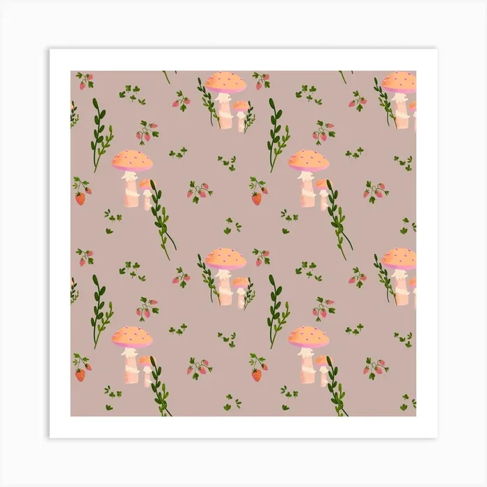 Mushroom Pattern Art Print by MiniPopTart