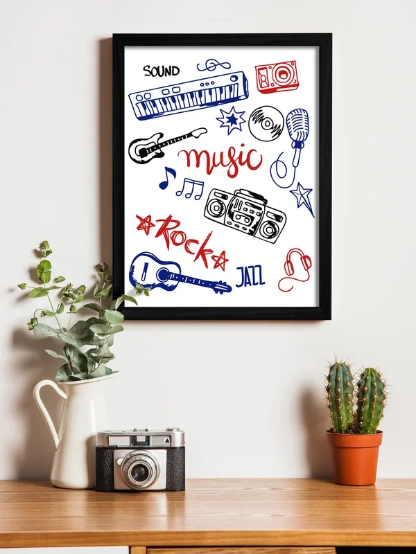 Music Theme Framed Art Print, For Wall Decor Size – 13.5 x 17.5 Inch