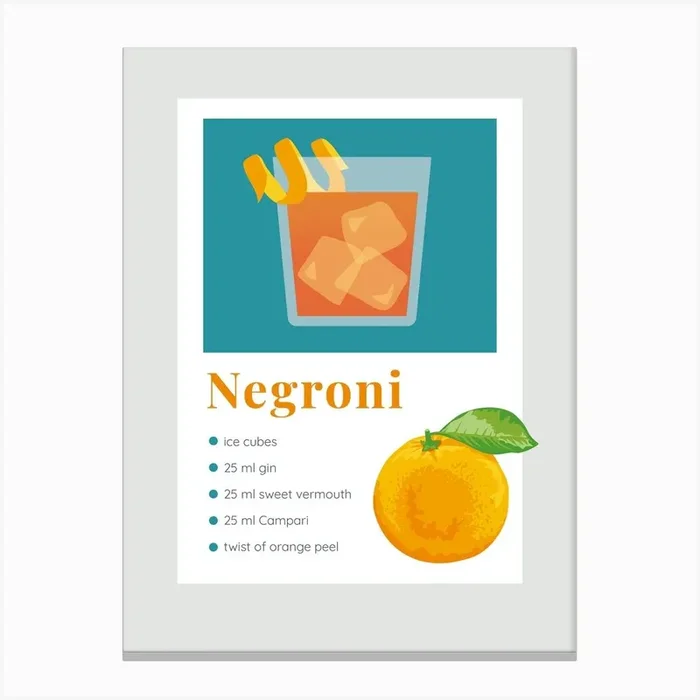 Negroni Recipe Canvas Print by Saladbomb