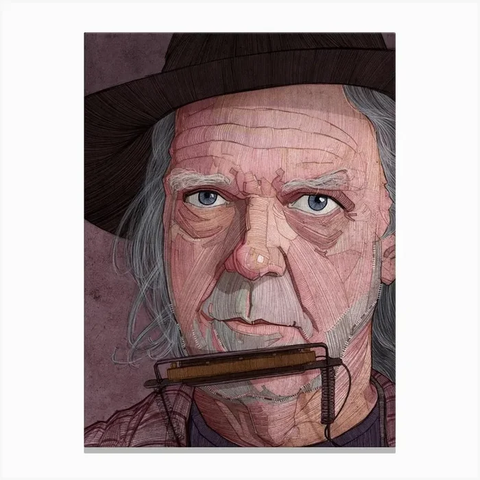 Neil Young Canvas Print by Stavros Damos