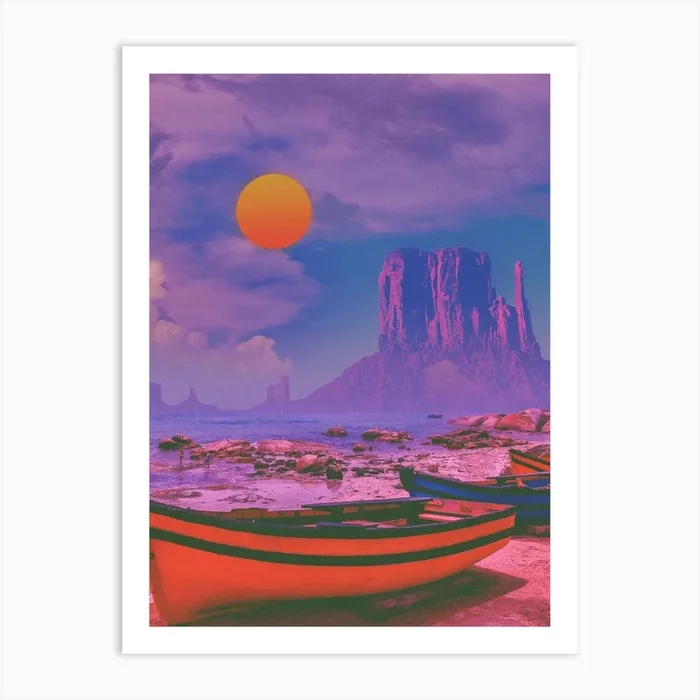 Neon Beach Art Print by Oggarts