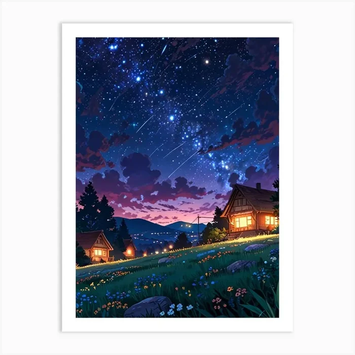 Night Sky Anime aesthetic 14 Art Print by ontoseno