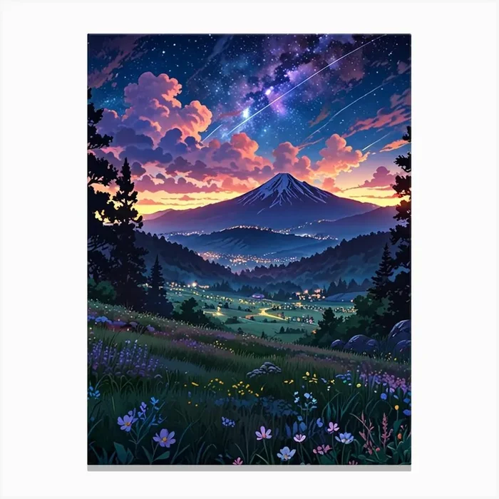 Night Sky Anime aesthetic 45 Canvas Print by ontoseno