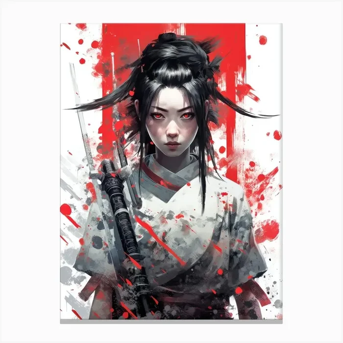 Ninja Girl Japan Art Canvas Print by Lootprint