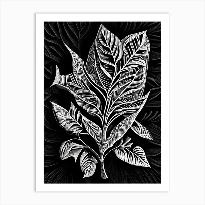 Olive Leaf Linocut 3 Art PrintL& by Leaf & Stem Studio