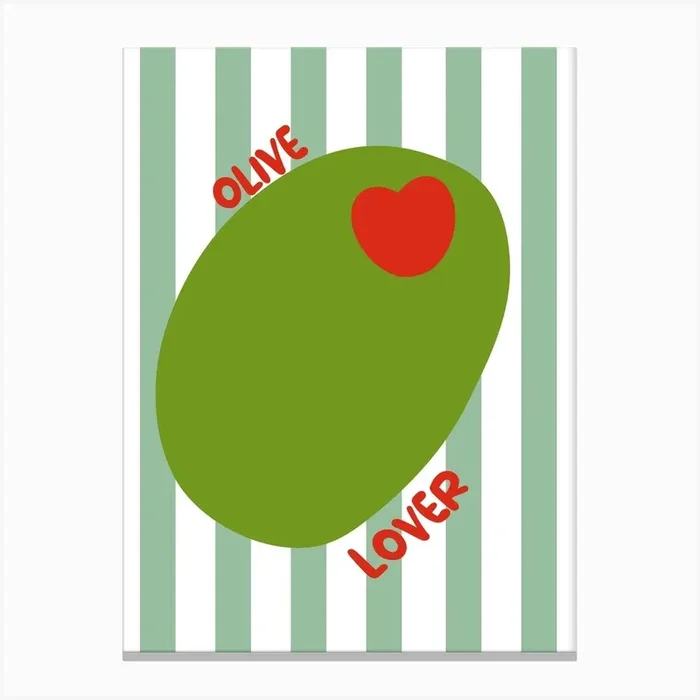 Olive Lover Print Kitchen Canvas Print by Mambo