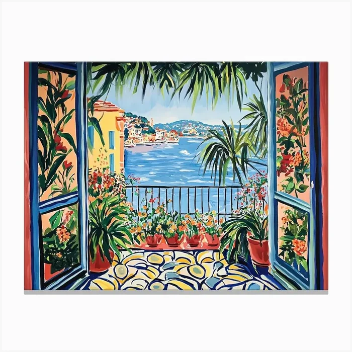 Open Window Matisse Cinqueterre Italy Canvas Print by Mambo