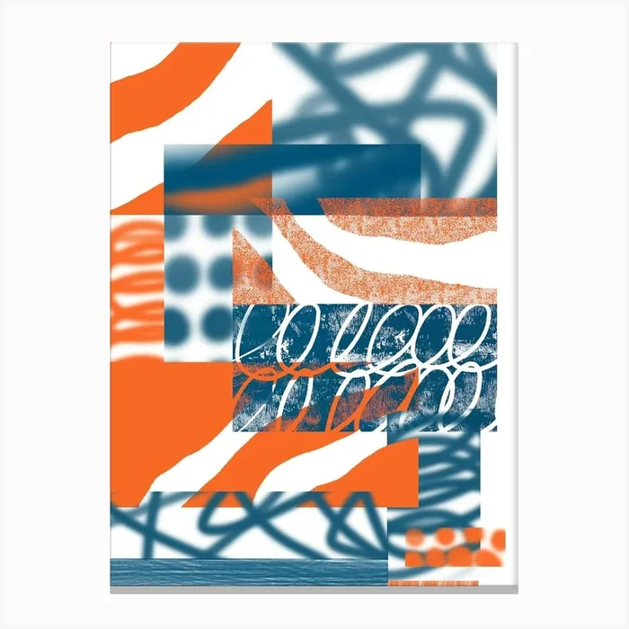 Orange And Blue Abstract Canvas Print by Kim Hubball Studio