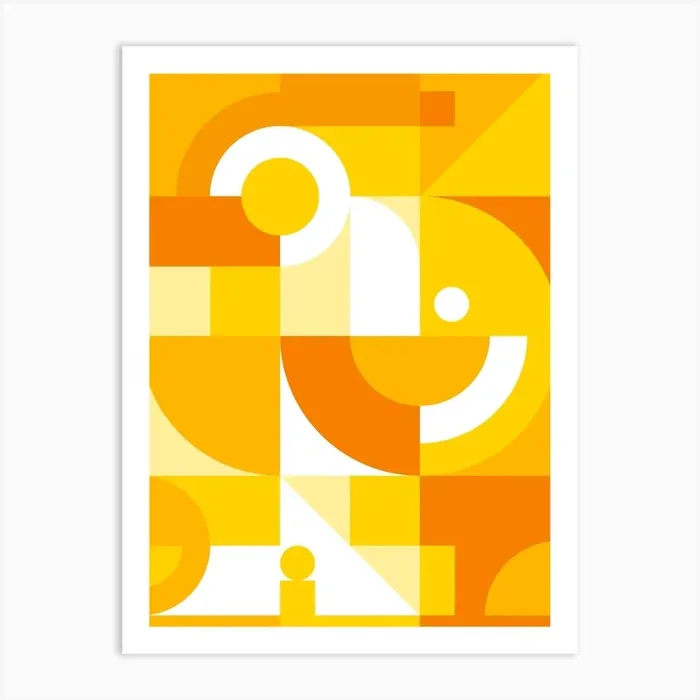 Orange Geometric Shapes Art Print by KurArt