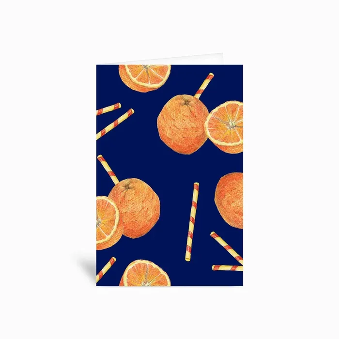Orange Juice Blue Greetings Card by Hahaha Creative